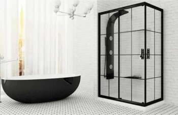 Blackline Siyah Çizgili Köşe 70x90 5 mm Temperli Cam Duşakabin