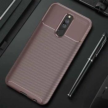 Xiaomi Redmi 8 Kilif Karbon Silikon Case 391302803 - Renk / Kahverengi Renk / Kahverengi