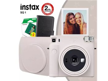 Instax Sq1 Fotoğraf Makinesi - Çanta - Albüm - 20'Li Film Seti Beyaz