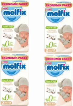 Molfix 4 Paket Pure & Soft 2 Numara Mini 176'lı Bebek Bezi