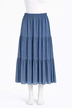 Nihomall20 Kadin Şifon Astarlı Puantiyeli 3 Katlı Etek Standart Beden