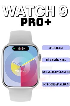 GoMarkt Watch 9 Pro Plus Serisi Akıllı Saat Dinamik Ada/ 2 GB Ram/ Çift Kordon 2024 Model