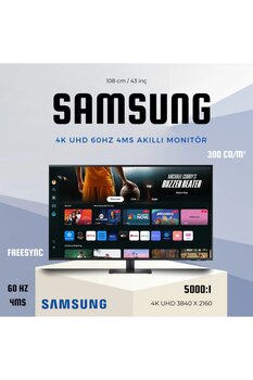 Samsung 43 inç 4K UHD 60Hz 4ms Akıllı Monitör Siyah