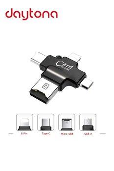 Daytona Hc05 Type-c Lightning Usb-a Microsd Kart Okuyucu Adaptör - Siyah