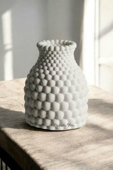 Parlak Beyaz Vazo | Modern Tasarım Baloncuklu Vazo | Parlak Vernikli - Renkli