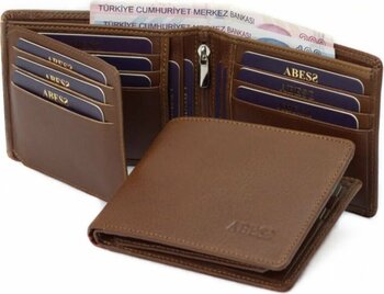 ABESS Erkek Cüzdan , Lüks Gerçek Deri Erkek Cüzdanı , Taba Deri Erkek Cüzdanı , A5149t