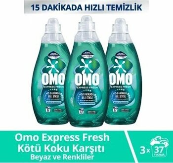 Omo Express Fresh Kötü Koku Karşıtı Beyaz Ve Renkliler Sıvı Çamaşır Deterjanı 1480 Ml X3