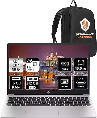 HP 250 G10 8A540EA 15.6 inç Intel Core i5 1340P 16 GB 512 GB SSD Intel Graphics FreeDOS + Çanta