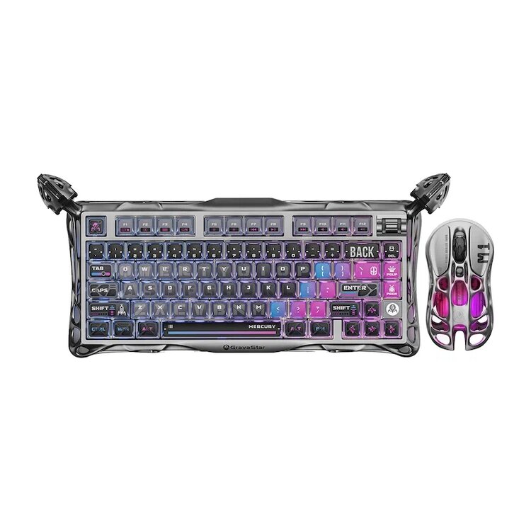 Gravastar Mercury K1 Pro + M1 Pro Kablosuz RGB Işıklı Klavye Ve Mouse Seti
