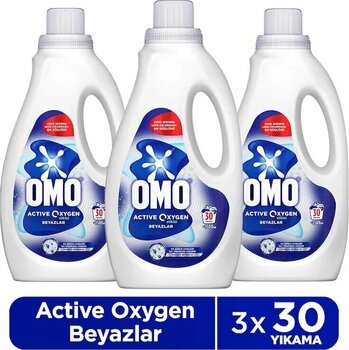 Omo Active Oksijen Etkisi Beyazlar İçin Sıvı Deterjan 1500 Ml X3