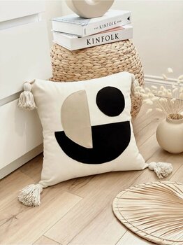 Hestia Home Trio Geometrik Kılıf Bej 40x40 cm Yastık Kılıfı