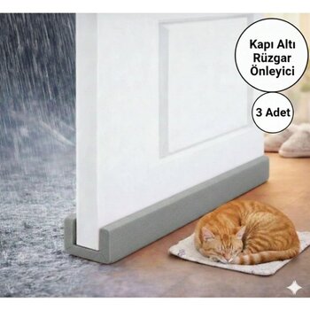 Mikasso 3 Adet Kapı Altı Rüzgârlık Soğuk ve Toz Önleyici Yalıtım Süngeri Isı Işık Önleyici Sünger Sünger