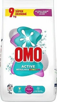 Omo Active Beyazlar ve Renkliler için 9 kg Toz Deterjan