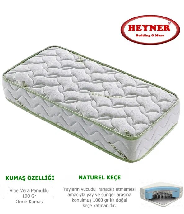 Heyner Soft Ortopedik Aloe Vera 100 x 190 cm Yaylı Yatak