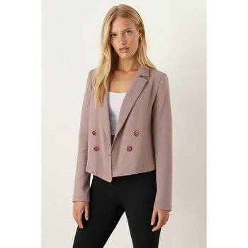 Armonika Kadın Vizon Kruvaze Yaka Gabardin Crop Ceket ARM-24Y001010 - S