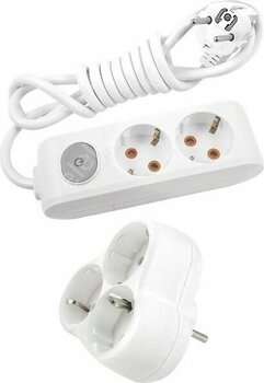 Beyaz Set Multi-Let 2'li Anahtarlı Topraklı Ç.k. Grup Priz  5 Metre + 3'lü Yonca Fiş-Priz