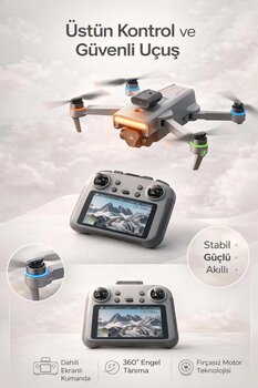 FaroxTech Profesyonel Katlanabilir Drone: Dahili Ekranlı Uzaktan Kumanda & 360 Derece Güvenli Uçuş