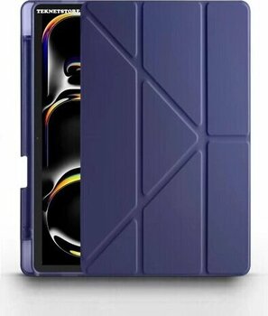 Ipad Pro 13 Inç 2024 M4 Kılıf Kalem Şarj Bölmeli Stadlı Uyku Modlu Arkası Silikon Akıllı Case  Lacivert