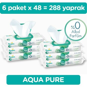 Prima Aqua Pure 288 Yaprak Islak Havlu 6 Paket Yumuşaklık ve Temizlik İçin Doğal Koku