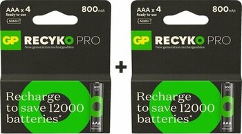 Gp Recyko Pro 800 Mah Aaa Ince Kalem 8'li Şarj Edilebilir Pil - 8 Adet