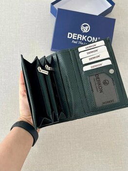 DERKON Mendy Model Kullanışlı Hakiki Deri Orta Boy Kadın Cüzdanı Yeşil Renk
