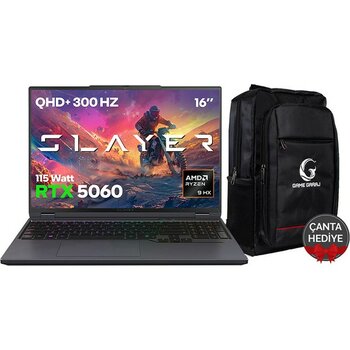 Game Garaj Slayer R9T-5060 C8 Amd Ryzen 9 8945HX 16GB Ram 500GB SSD RTX5060 16" 300Hz Qhd+ Freedos Gaming Laptop - 500 GB - 16 GB