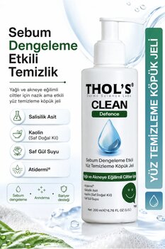 THOLS Clean Defence Yağlı ve Akneye Eğilim Gösteren Ciltler İçin Nazik Temizleyici Jel 200 ml