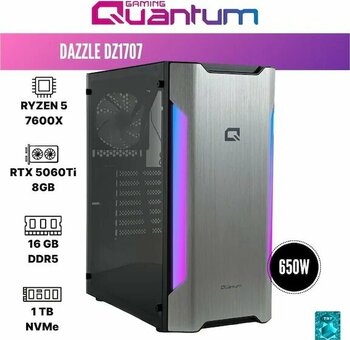 Quantum Gaming Dazzle Dz1707 R5-7600x 16 Gb 1 Tb Ssd 8 Gb Rtx5060ti Dos Masaüstü Oyuncu Bilgisayarı
