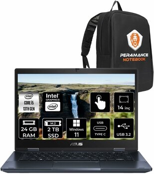 ASUS Expertbook B3 Flip i5 1335U 24GB RAM 2TB SSD 14" FHD W11P Dokunmatik Bilgisayar & PER4 ÇANTA