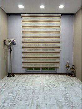 Donatti Perde Geniş Piliseli Zebra Stor Perde - Bej Krem Kahverengi Renk Geçişli - 80 x 200 cm