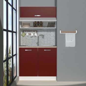 Decoraktiv Mini 90YT MDF Hazır Mutfak Dolabı - Tezgah Dahil - Bordo