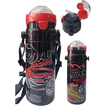 550 ml Siyah Çelik Çocuk Suluğu, Okul ve Günlük Kullanım Için - Seçenek 1 - Ahşap