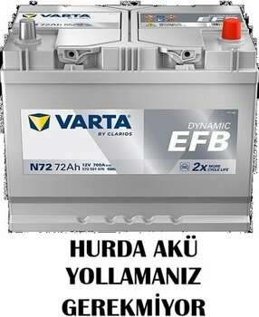 Varta Akü 12V 72 Ah Amper 760A Start-Stop Efb - Hurda Akü İade Etmeniz Gerekmiyor
