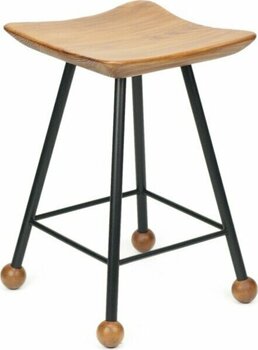 Wood Stone Art Tabure Bar Taburesi Kavisli Kare Oturma Yeri Bar Taburesi Ahşap Demir Ayaklı Ahşap Topuzlu Modern Rahat Woodstoneart - Siyah - 47 CM