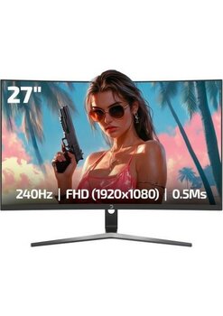 GamepowerVivid V60 27" 240 Hz 0.5 ms (DP+HDMI+USB) FHD FreeSync & G-Sync 1500R HDR Siyah RGB Curved Gaming Monitör
