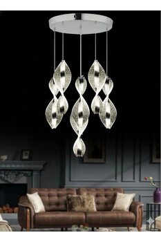 Litra Lighting Nuvola Model 6'lı Gümüş 3 Renk Modu Modern Ledli Salon Mutfak Oturma Yatak Odası Led Avize