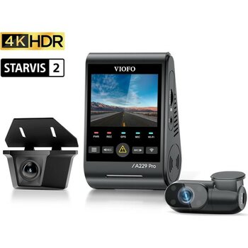Viofo A229 Pro W 3 Kameralı Ön+Arka Su Geçirmez+Iç 4K+2K+1080P Sony Starvıs 2 Sensör Gps'li Araç Kamerası - Siyah