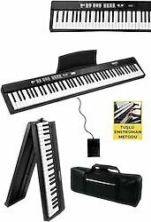 Midex Plx-80Bk Taşınabilir Katlanır Dijital Piyano Tuş Hassasiyetli 88 Tuş Bt (Sustain Çanta Metod)