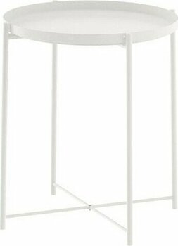 IKEA Tepsili Sehpa, Yuvarlak Beyaz Renk Çıkarılabilir Tepsi - Modern Sehpa 45X53 cm