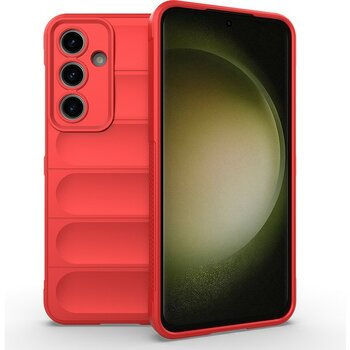 Samsung Galaxy S24 Fe Kılıf Elde Tutma Kolaylıkla Kaydırmaz Kenar Line Dizayn Optietnik Kapak - Kırmızı - Glx S24 FE