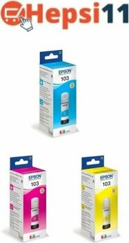 Epson 103 Ecotank L3151 3 Renk Sarı-Mavi-Kırmızı Orjinal Mürekkep Seti CYM65ML. 103 052 Epson 103 Cym