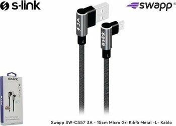 S-link Swapp SW-C557 15 cm Gri USB Type-A ve USB Micro-B Kablo