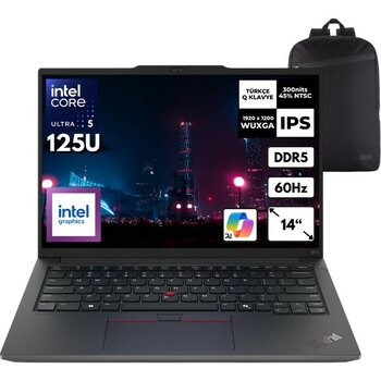 Lenovo Thinkpad E14 G6 Ultra 5-125U 32-Gbddr5 4 Tb SSD Intel Graphics 14" Wuxga Freedos Notebook + Zg Sırt Çantası 21M7002PTXZGC13 - 32 GB