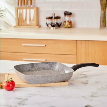 28 cm Dayanıklı Granit Kare Tava, Yüksek Kalite ve Şık Tasarım ile Mutfağınıza Şıklık Katıyor - Antrasit - Seçenek 1