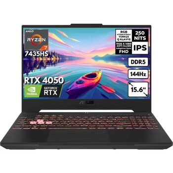 Asus Tuf A15 Ryzen 7-7435HS 16-GB DDR5 4 TB SSD RTX4050 (6GB-140W) 144 Hz Freedos 15.6" Taşınabilir Bilgisayar Fhd FA507NUR-LP035HMF12