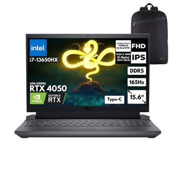 Dell Gaming G15 5530 I7-13650hx 24-Gbddr5 512 Gbssd Rtx4050 (6gb) 15.6" 165hz Fhd Freedos + Hmf Sırt Çantası G155530010uhmf12