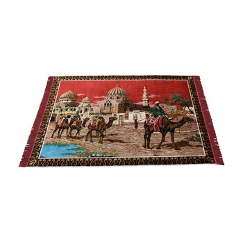 Zehra Abla Halı Yeni Emsalsiz Doğa Tasvirli Deve Kervanı Temalı Duvar Halısı 7189 Çok Renkli 123 X 171