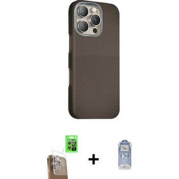 iPhone 16 Pro Max Kozmos Klasik Prime - Siyah Joko Magic 5d Cam + Çöl Titanyum Raze Metal Kamera Lens - Kahverengi