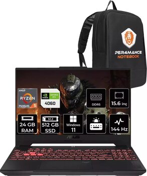 Asus Tuf A15 Fa507Nv R5 7535Hs 24Gb 512Gb Ssd Rtx4060/8Gb 140W 144Hz 15.6'' W11H Lp103 Uyumlu