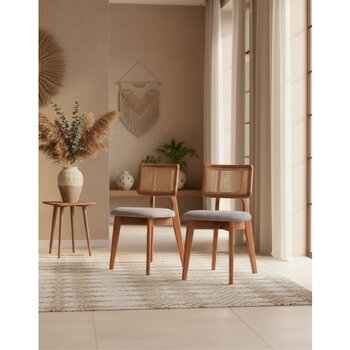 Zion Hazeranl,doğal Hasır Sandalye 2 Adet Montajlı Gönderim - Natürel - Beyaz